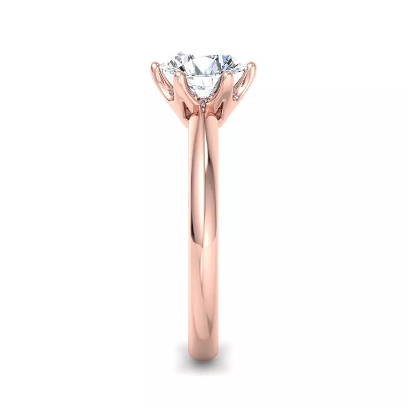 14K Rose Gold Olivia Knife Edge 6 Prong  Solitaire