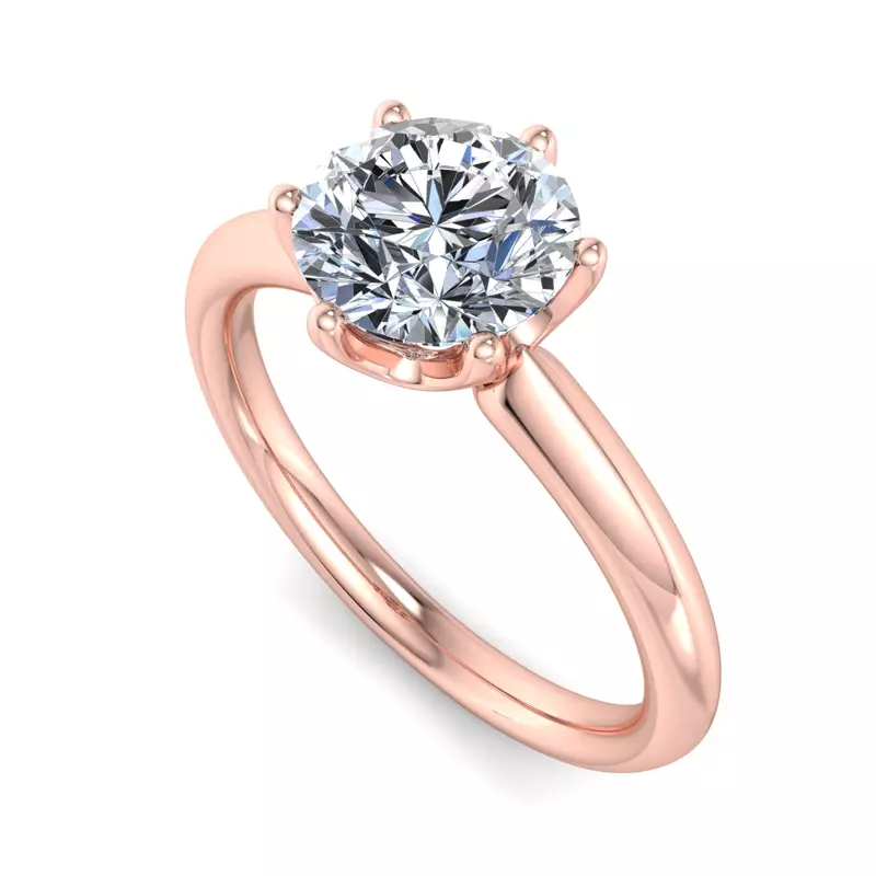 14K Rose Gold Olivia Knife Edge 6 Prong  Solitaire