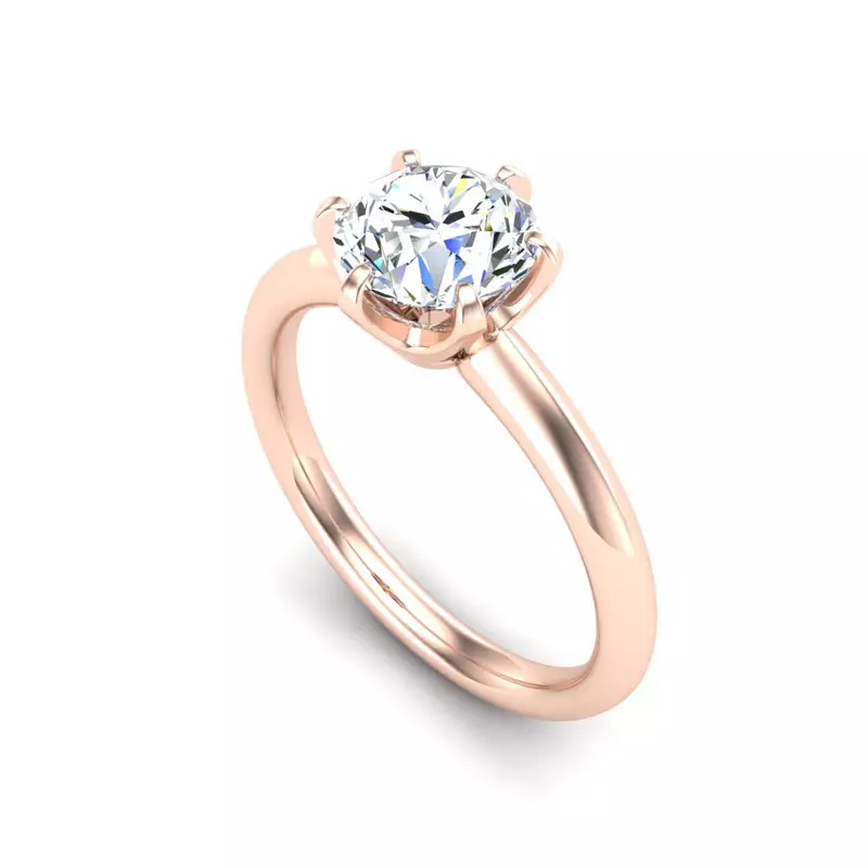 14K Rose Gold Olivia Knife Edge 6 Prong  Solitaire