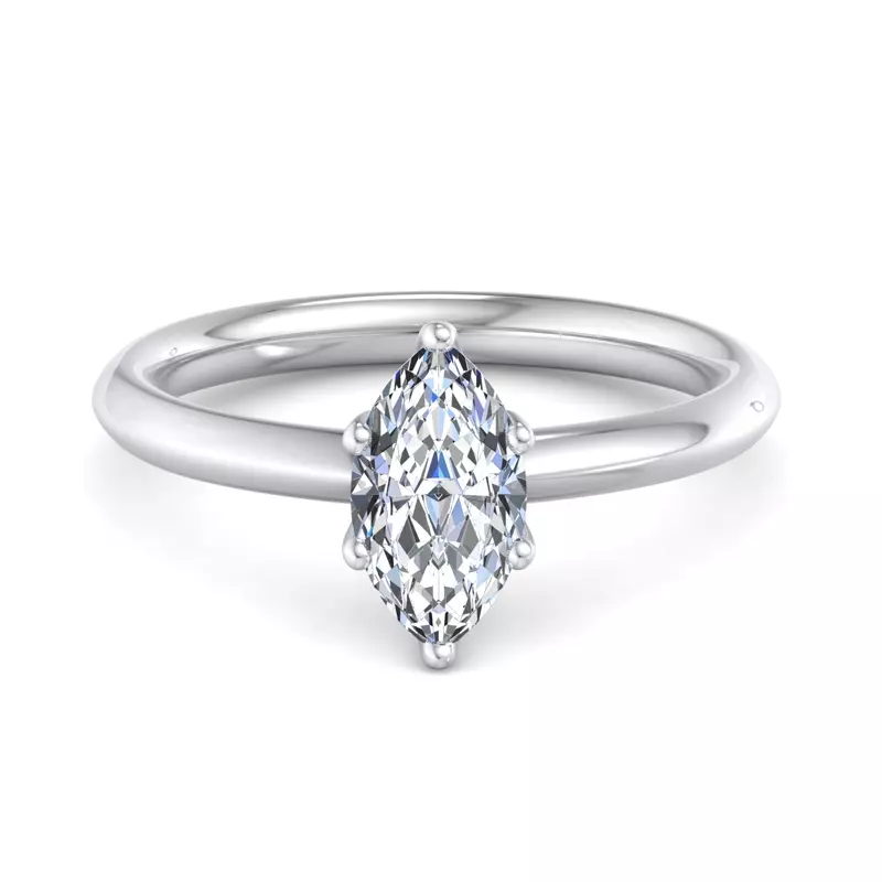 14K White Gold Olivia Knife Edge 6 Prong  Solitaire Engagement Ring