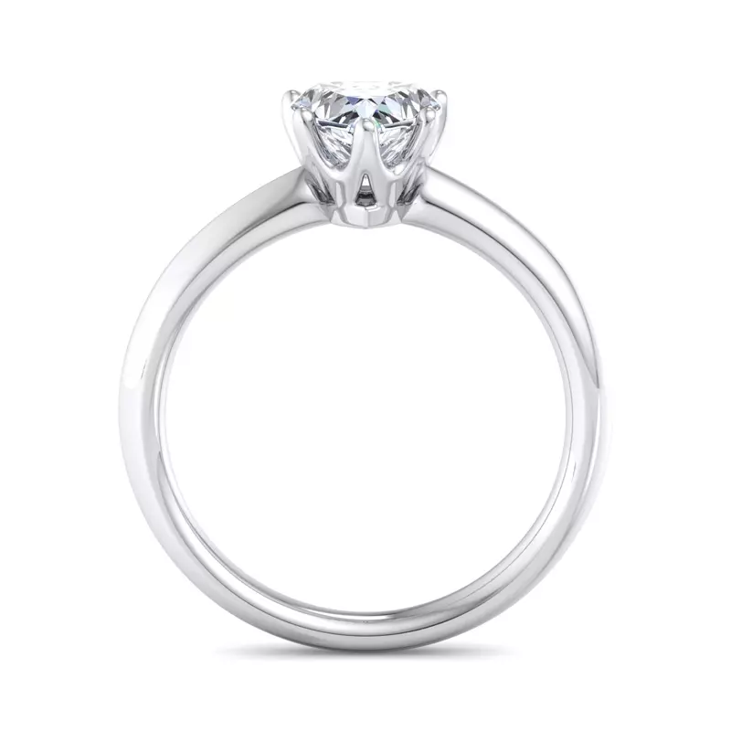 14K White Gold Olivia Knife Edge 6 Prong  Solitaire Engagement Ring