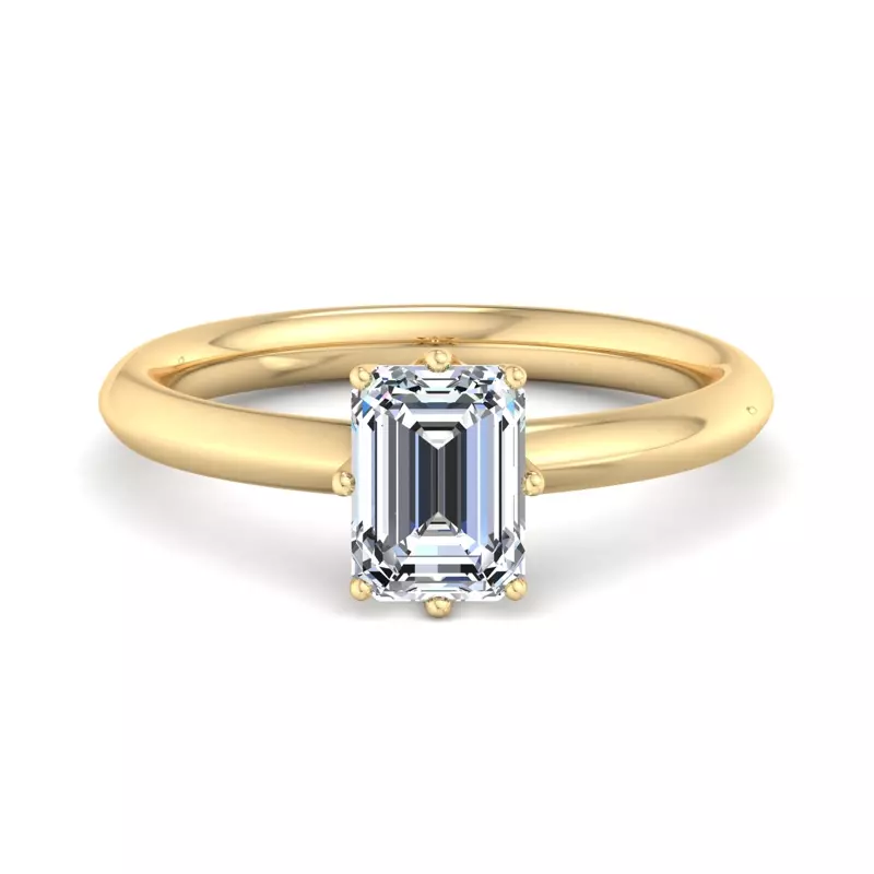 14K Yellow Gold Olivia Knife Edge 6 Prong  Solitaire Engagement Ring