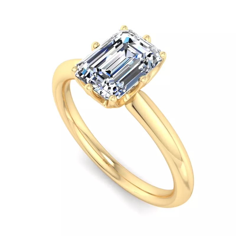14K Yellow Gold Olivia Knife Edge 6 Prong  Solitaire Engagement Ring