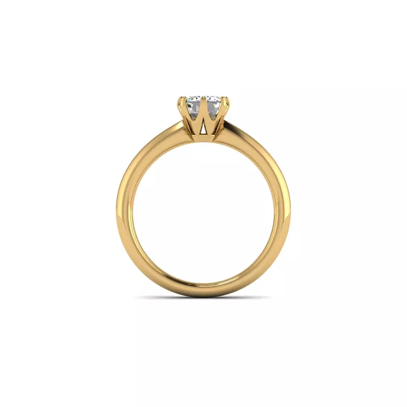 14K Yellow Gold Olivia Knife Edge 6 Prong  Solitaire Engagement Ring