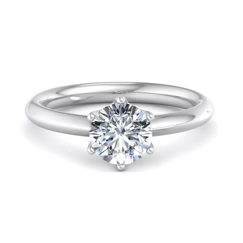 18K White Gold Olivia Knife Edge 6 Prong  Solitaire