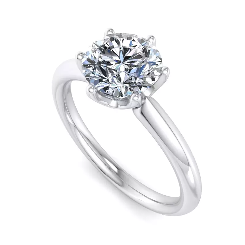 18K White Gold Olivia Knife Edge 6 Prong  Solitaire