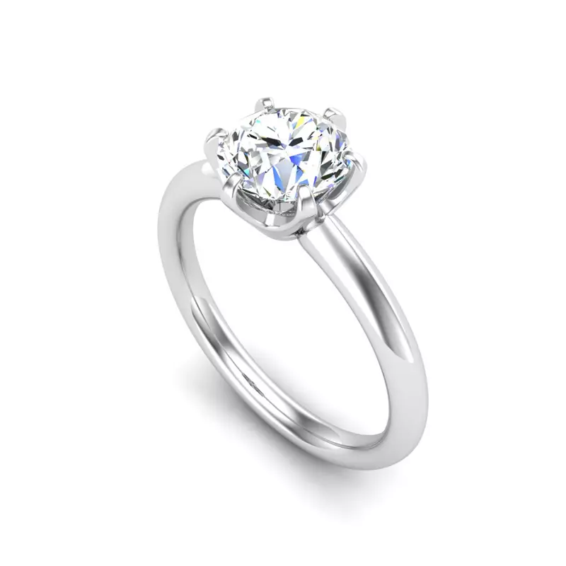 18K White Gold Olivia Knife Edge 6 Prong  Solitaire
