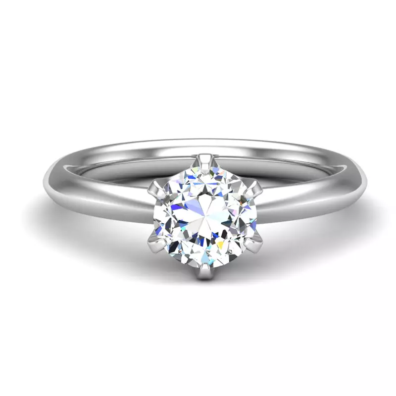 18K White Gold Olivia Knife Edge 6 Prong  Solitaire Engagement Ring