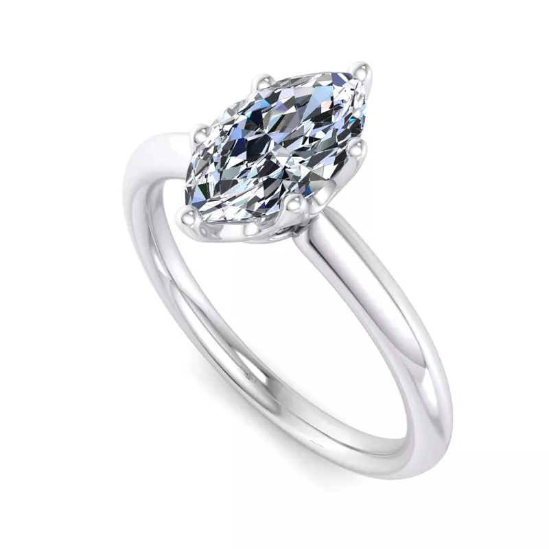 18K White Gold Olivia Knife Edge 6 Prong  Solitaire Engagement Ring