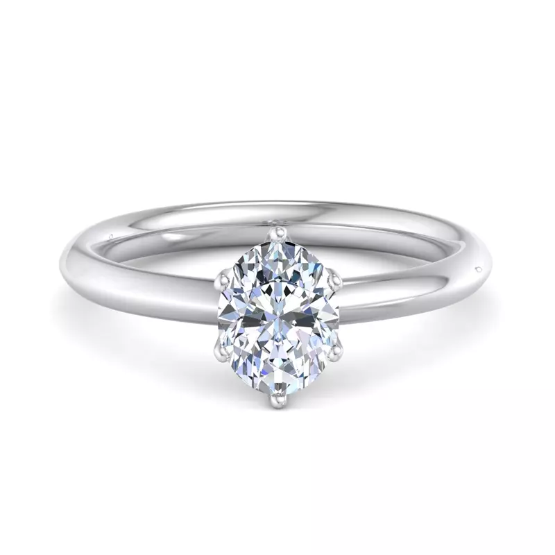 18K White Gold Olivia Knife Edge 6 Prong  Solitaire Engagement Ring