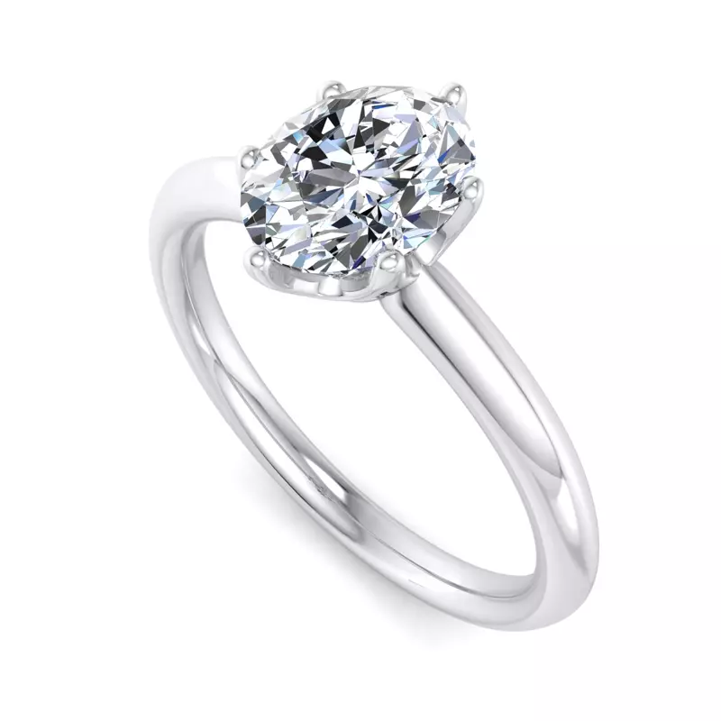 18K White Gold Olivia Knife Edge 6 Prong  Solitaire Engagement Ring