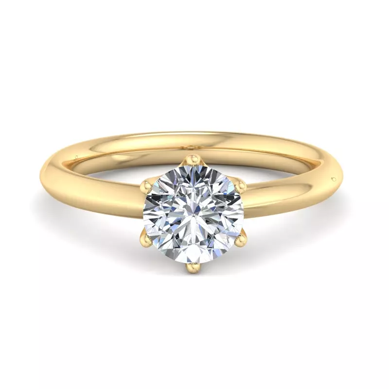 18K Yellow Gold Olivia Knife Edge 6 Prong  Solitaire