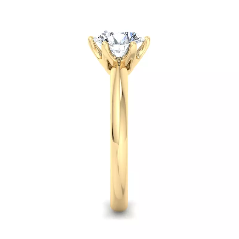 18K Yellow Gold Olivia Knife Edge 6 Prong  Solitaire