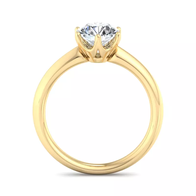 18K Yellow Gold Olivia Knife Edge 6 Prong  Solitaire