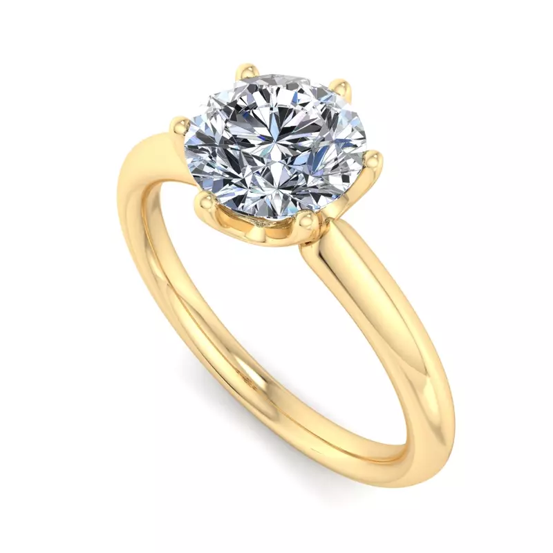 18K Yellow Gold Olivia Knife Edge 6 Prong  Solitaire