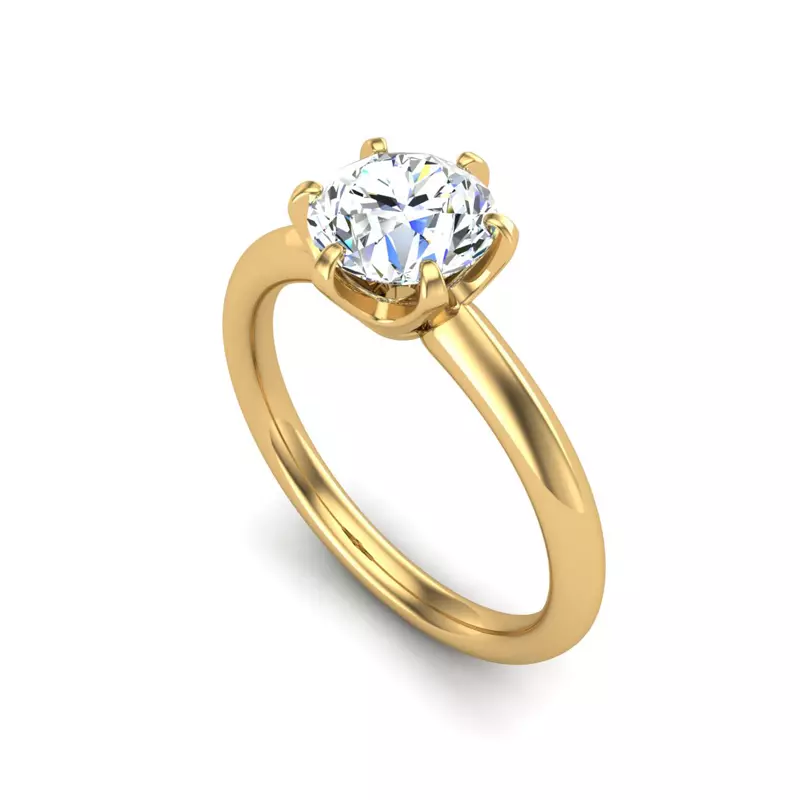 18K Yellow Gold Olivia Knife Edge 6 Prong  Solitaire