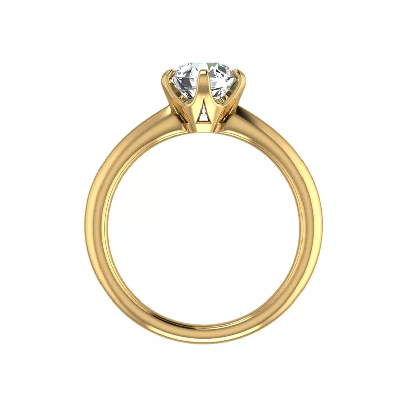 18K Yellow Gold Olivia Knife Edge 6 Prong  Solitaire