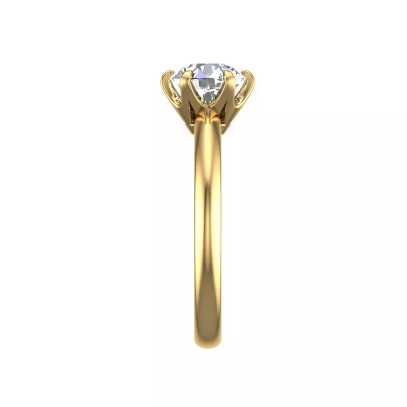18K Yellow Gold Olivia Knife Edge 6 Prong  Solitaire