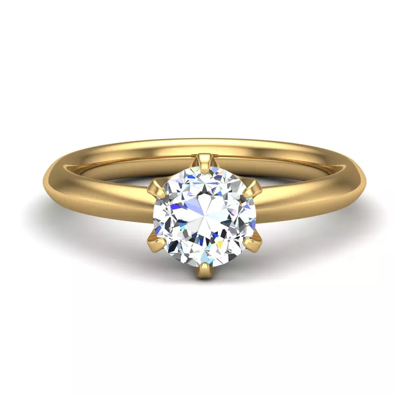 18K Yellow Gold Olivia Knife Edge 6 Prong  Solitaire Engagement Ring