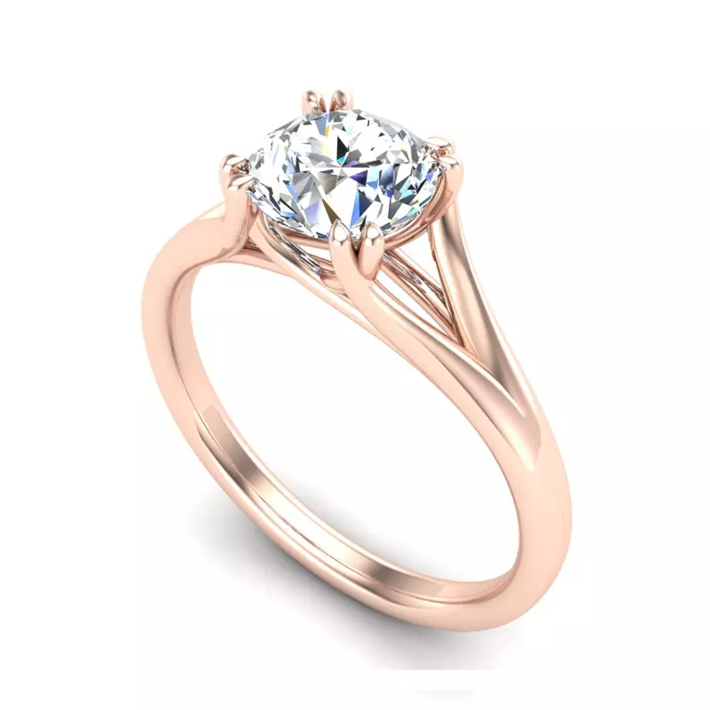 14K Rose Gold Iris Solitaire Engagement Ring