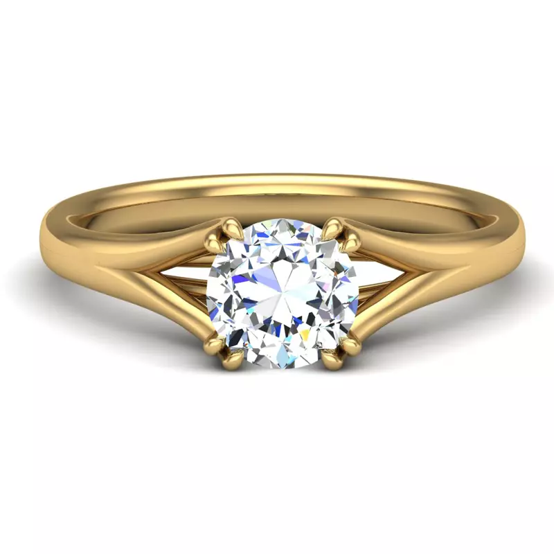 14K Yellow Gold Iris Solitaire Engagement Ring