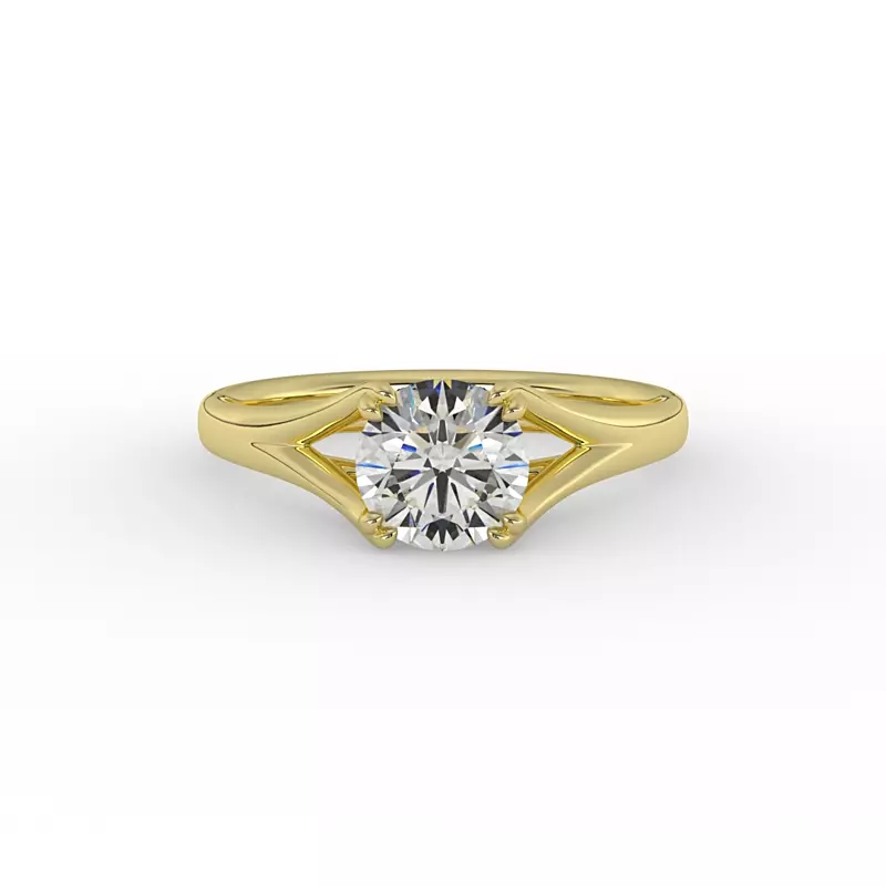 14K Yellow Gold Iris Solitaire Engagement Ring