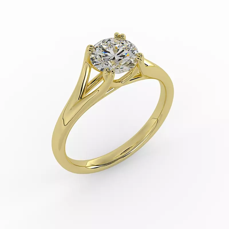 14K Yellow Gold Iris Solitaire Engagement Ring