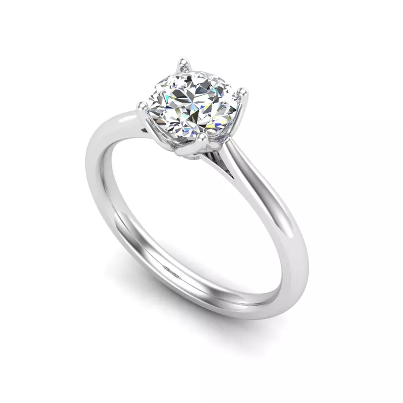 14K White Gold Jasmine Solitaire Engagement Ring