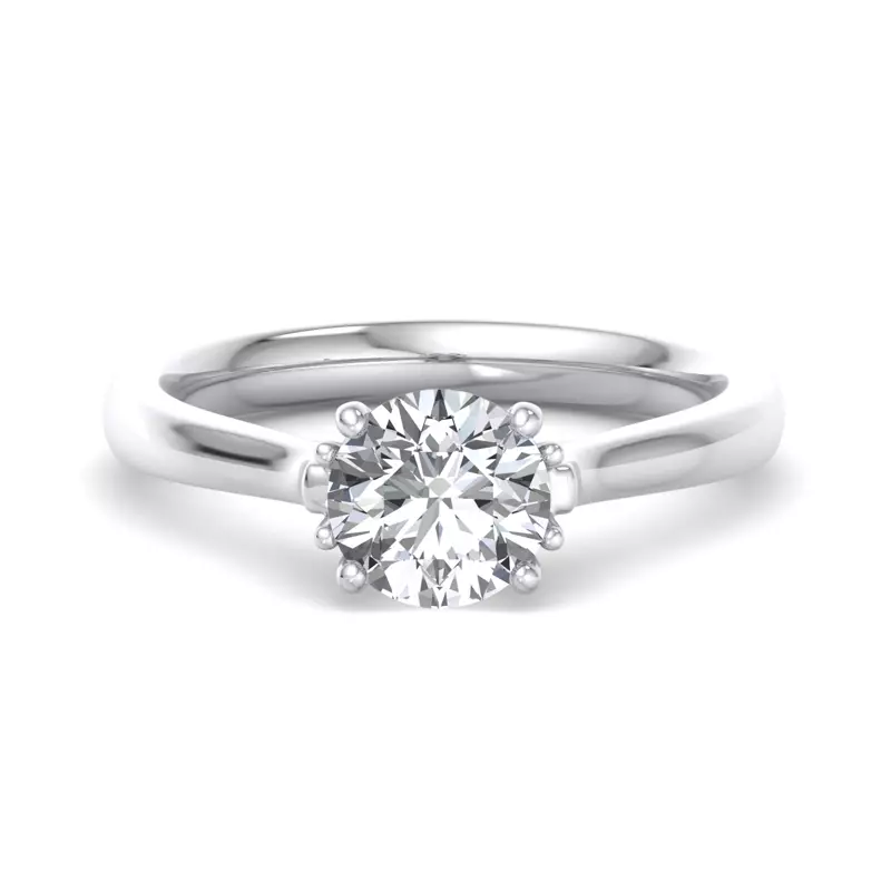18K White Gold Daisy Solitaire Engagement Ring