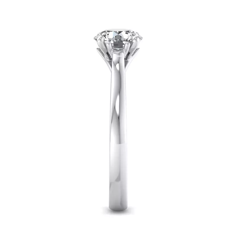18K White Gold Daisy Solitaire Engagement Ring