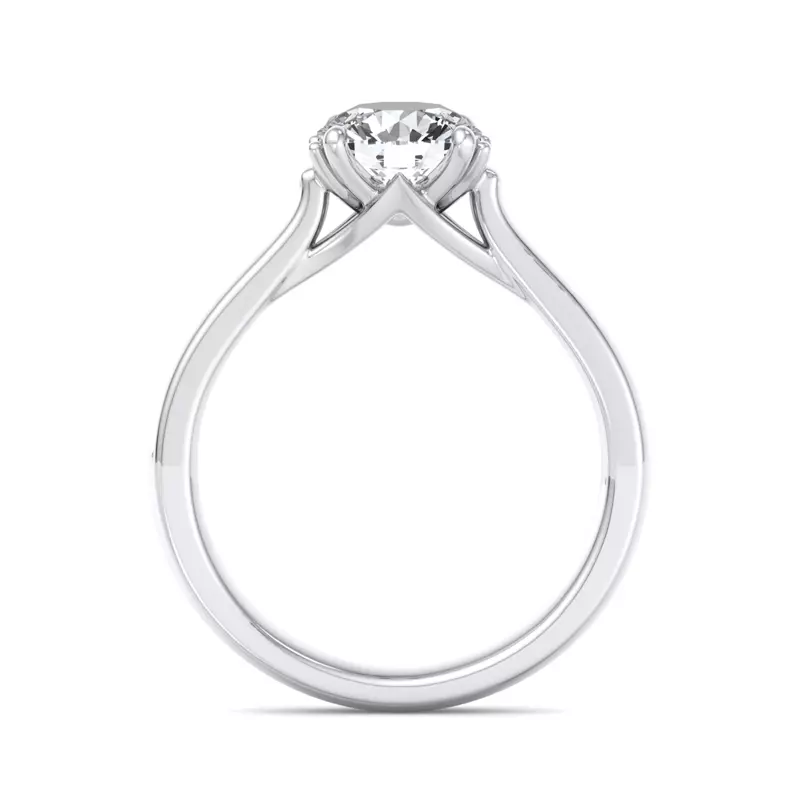 18K White Gold Daisy Solitaire Engagement Ring