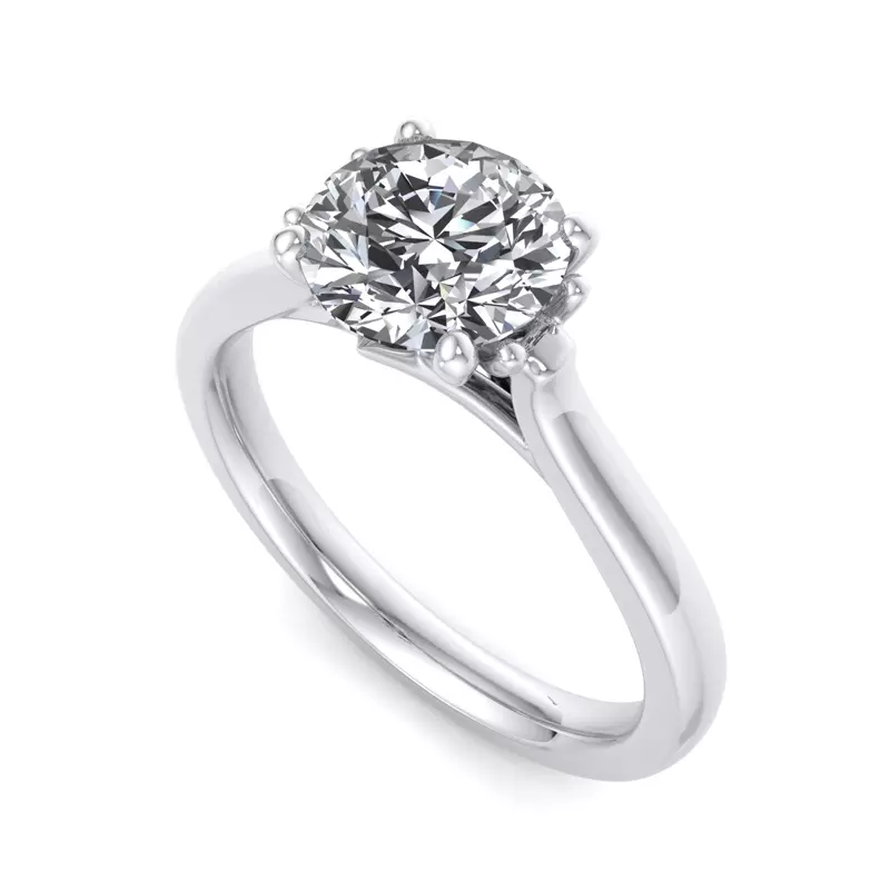 18K White Gold Daisy Solitaire Engagement Ring