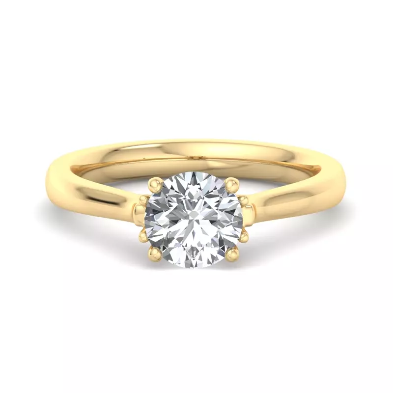 18K Yellow Gold Daisy Solitaire Engagement Ring