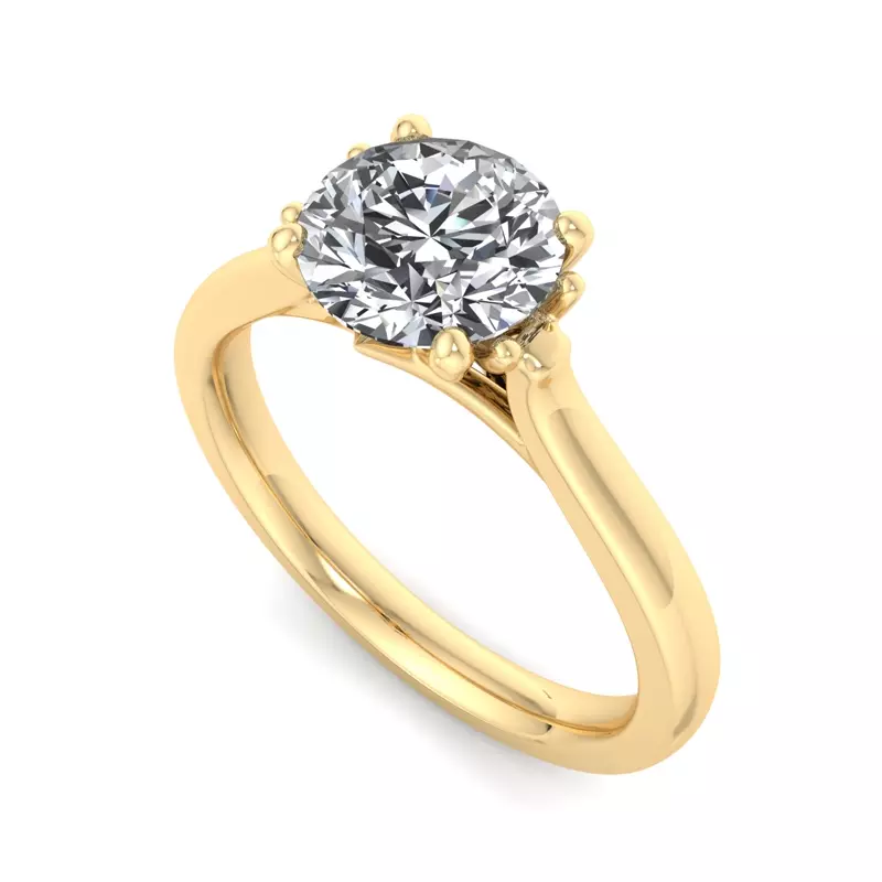 18K Yellow Gold Daisy Solitaire Engagement Ring