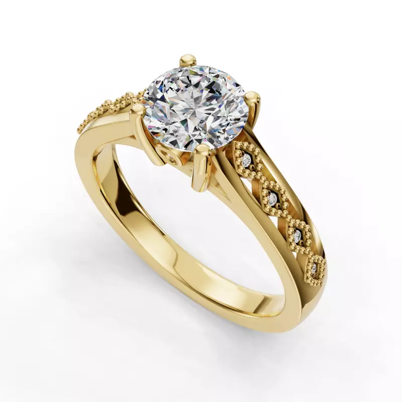 14K Yellow Gold Meadow Solitaire Engagement Ring