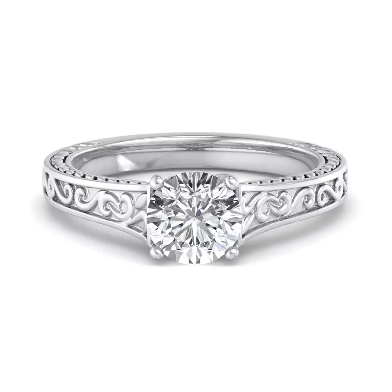 14K White Gold Emma 4 Prong Solitaire Engagement Ring
