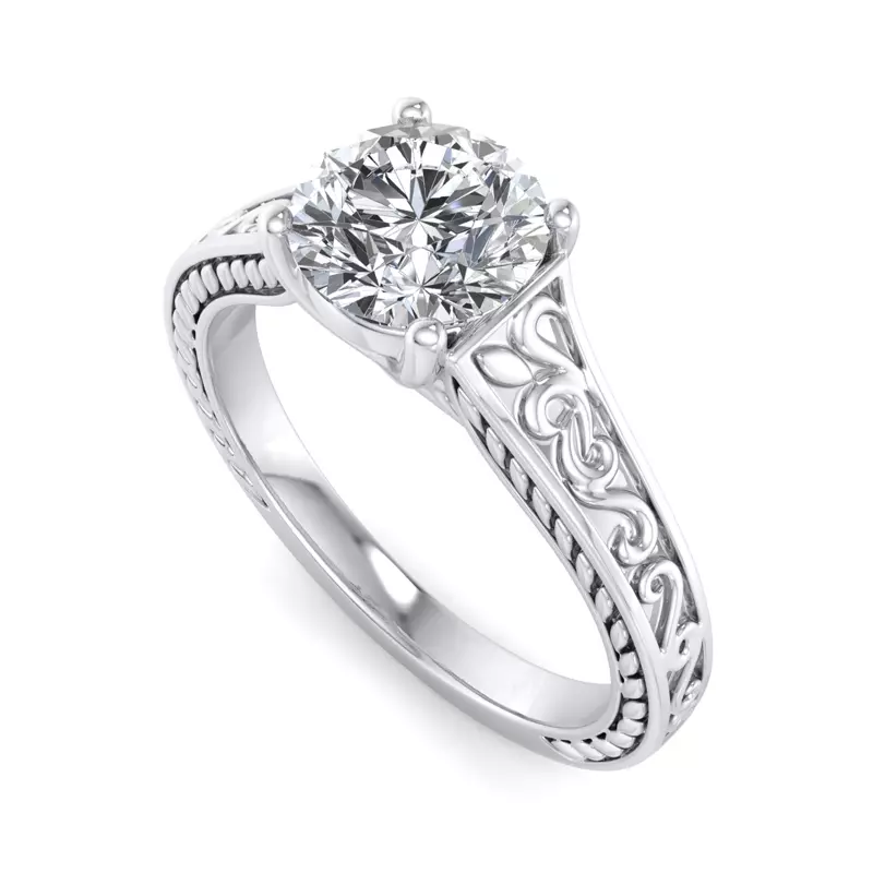 14K White Gold Emma 4 Prong Solitaire Engagement Ring