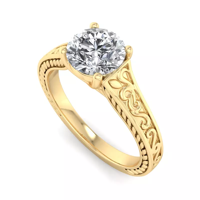 18K Yellow Gold Emma 4 Prong Solitaire Engagement Ring