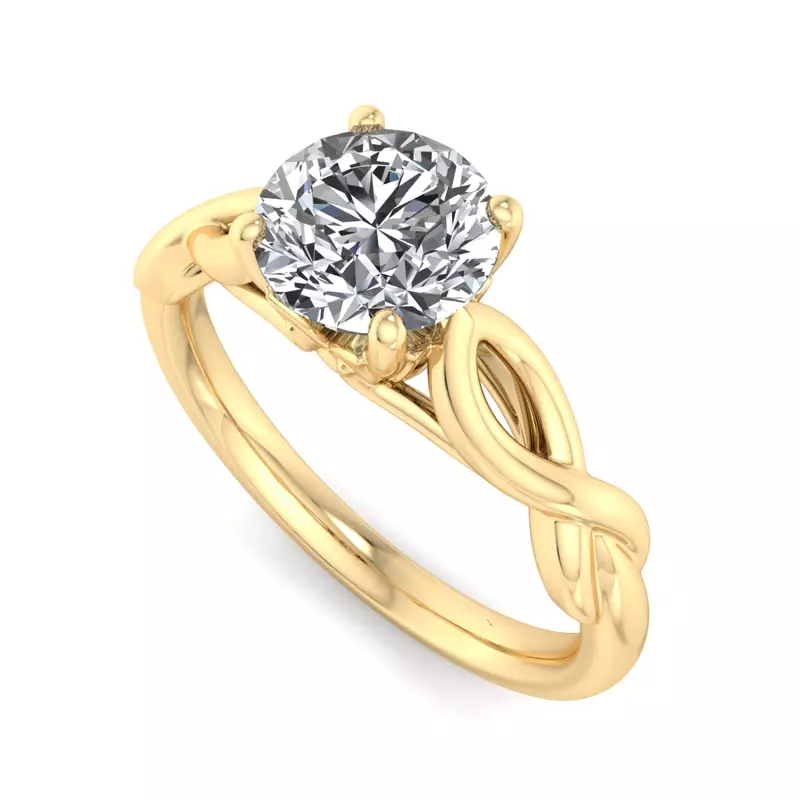 18K Yellow Gold Mia Twisted Solitaire Engagement Ring