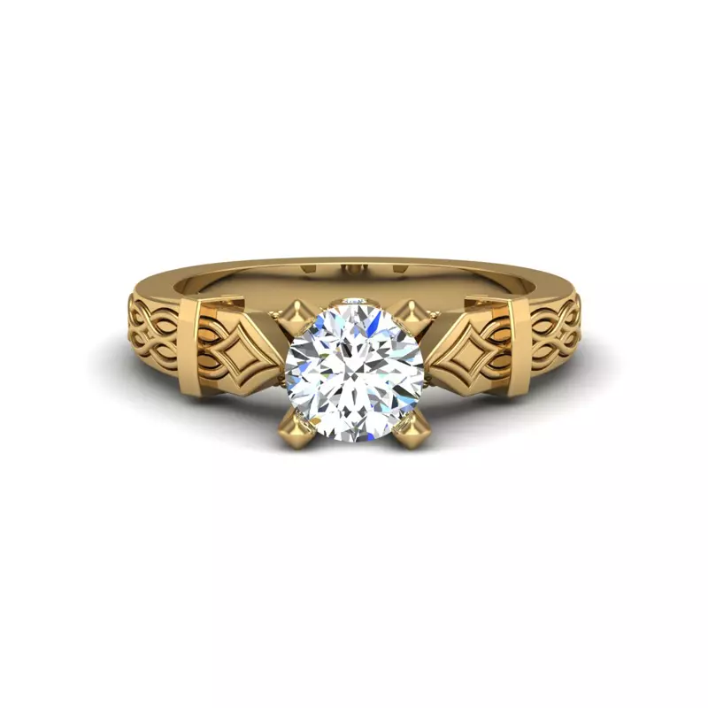 14K Yellow Gold Anastasia Art Deco Solitaire Engagement Ring
