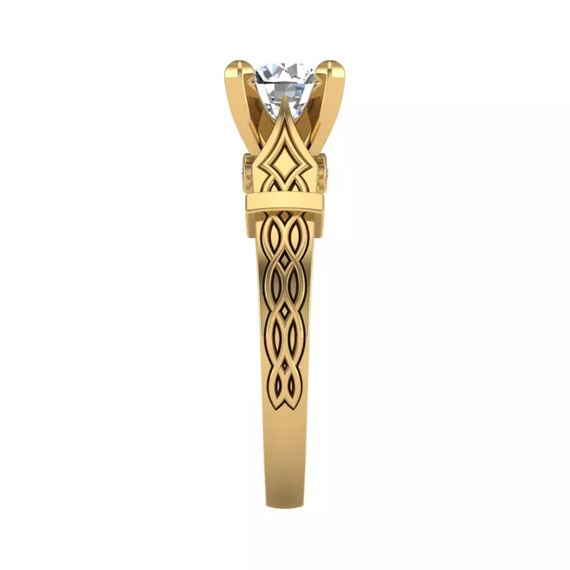 14K Yellow Gold Anastasia Art Deco Solitaire Engagement Ring