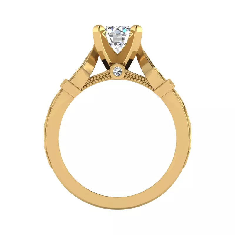 14K Yellow Gold Anastasia Art Deco Solitaire Engagement Ring
