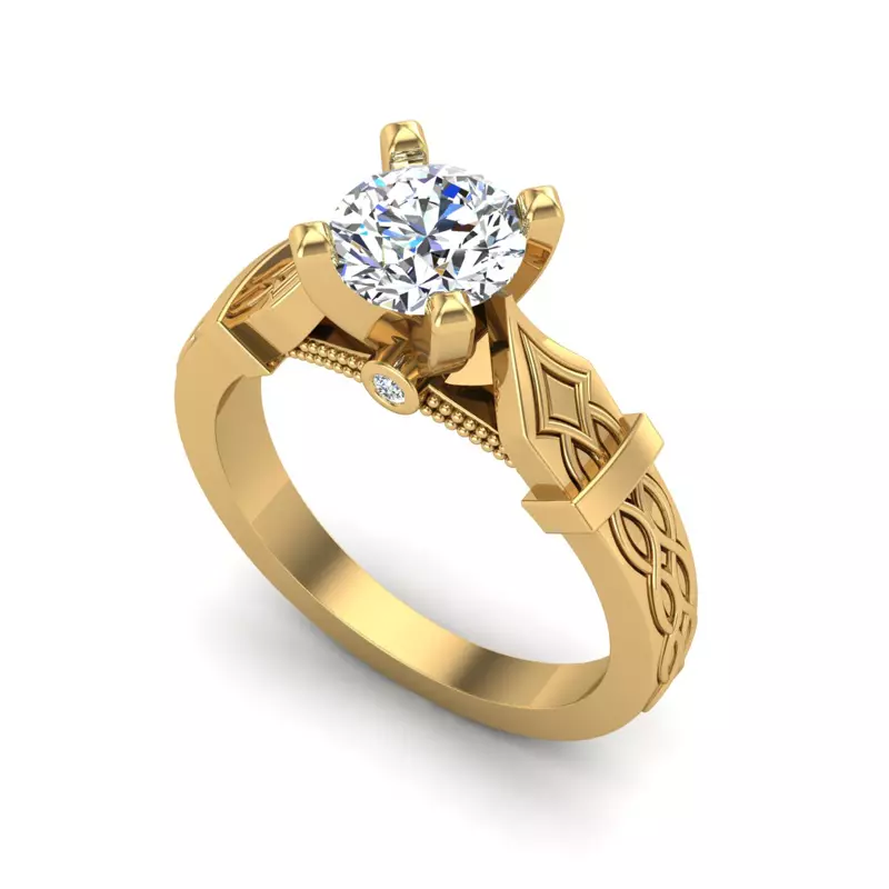 14K Yellow Gold Anastasia Art Deco Solitaire Engagement Ring