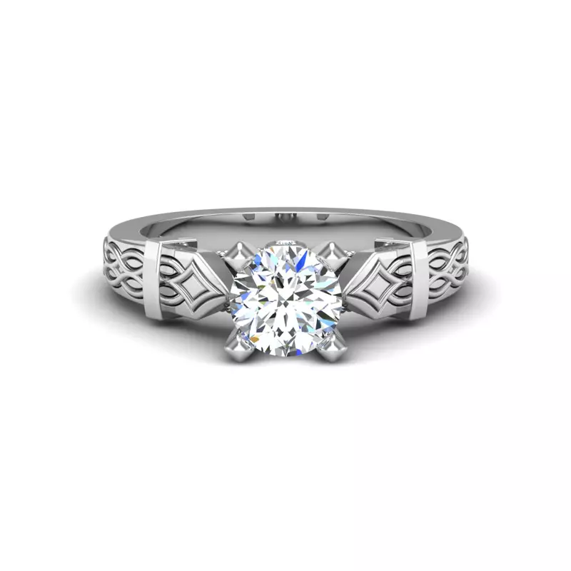 Platinum Anastasia Art Deco Solitaire Engagement Ring