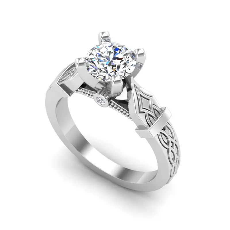 Platinum Anastasia Art Deco Solitaire Engagement Ring