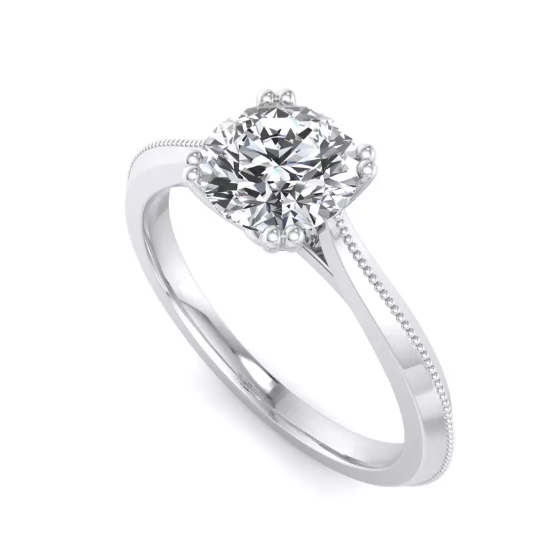 14K White Gold Ava 4 Prong Knife Edge Engagement Ring