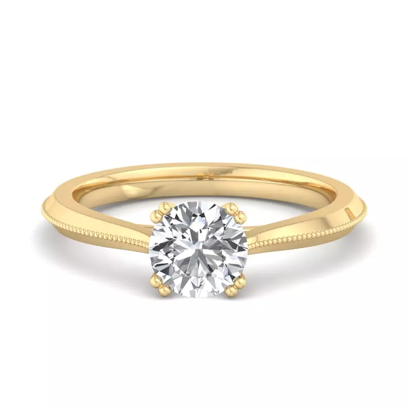 18K Yellow Gold Ava 4 Prong Knife Edge Engagement Ring
