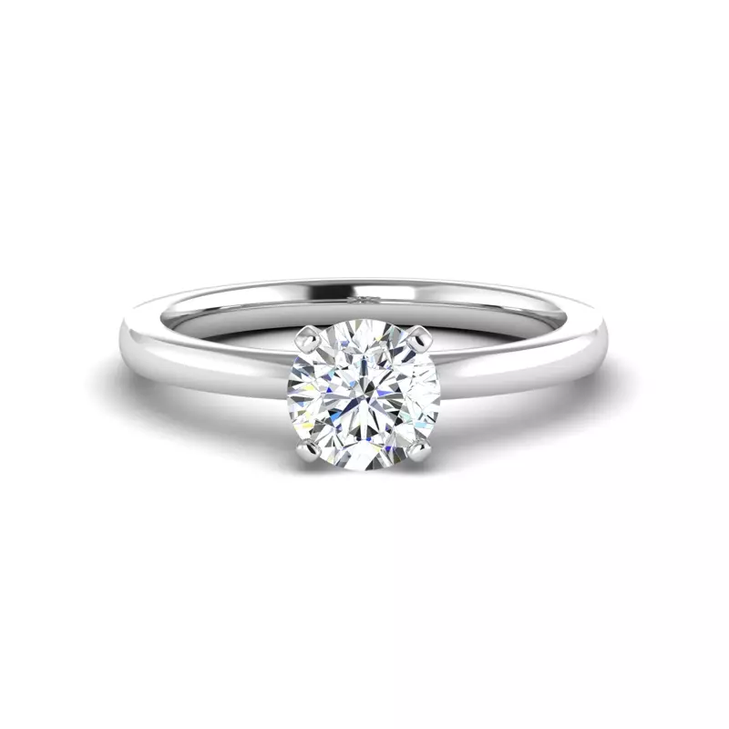 14K White Gold Leah 4 Prong Solitaire Engagement Ring