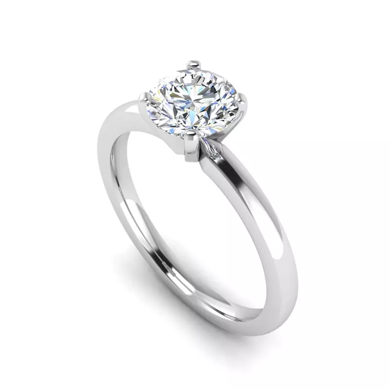 14K White Gold Leah 4 Prong Solitaire Engagement Ring