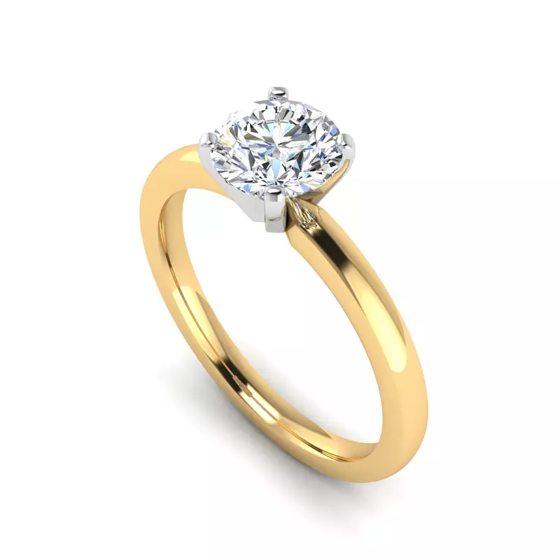 18K Yellow Gold Leah 4 Prong Solitaire Engagement Ring